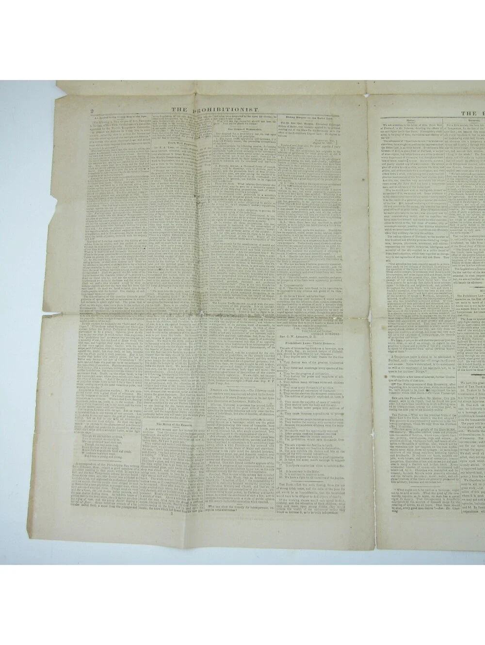 The Prohibitionist Newspaper New York Temperance Society #1 Antique 1854 RARE
